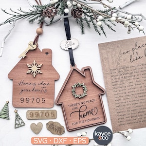 Story Karte No Place Like Home Ornament SVG Auto Anhänger Inspirational Andenken Benutzerdefinierte Nachricht Karte Weihnachtsgeschenk für Laser-Datei DIGITAL DOWNLOAD