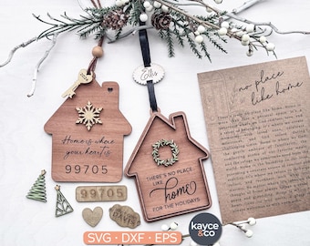 Story Card No Place Like Home Ornament Svg Car Charm Inspirational Keepsake Custom Message Card Holiday Gift for Laser File DIGITAL DOWNLOAD