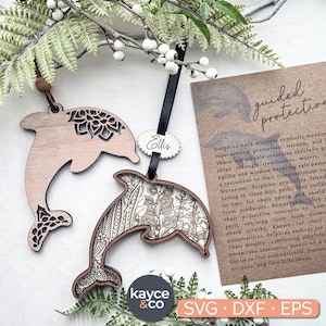 Story Card Dolphin Ornament Svg Car Charm Inspirational Keepsake, Messaggio Incoraggiamento Regalo per, Protezione, Laser Ready DOWNLOAD DIGITALE