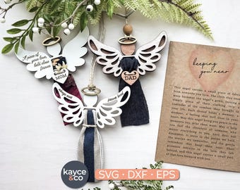 Cartão com história de anjo, enfeite memorial em SVG, adicione roupas de entes queridos, pingente para carro, cartão com mensagem de lembrança sincera, arquivo para corte a laser, DOWNLOAD DIGITAL
