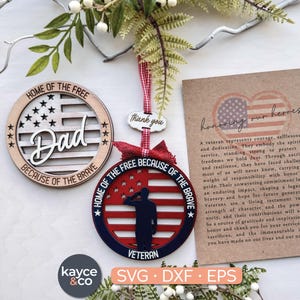 Verhaalkaart veteraan ornament SVG auto charme, magneet inspirerende aandenken cadeau voor dierenarts, vlag, lasergesneden bestand, Cricut project DIGITALE DOWNLOAD