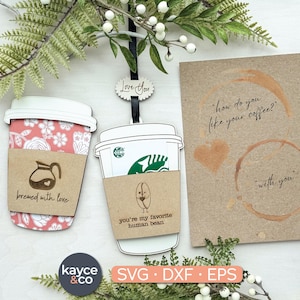 Story Card Coffee Love Ornament SVG Car Charm Gift Card Holder Visiera Clip Ricordo Messaggio Regalo per Coppia File Taglio Laser DOWNLOAD DIGITALE