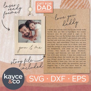 Story Card Daddy Fotorahmen Ornamentsvg Auto Anhänger herzliches Andenken benutzerdefinierte Geschenk für Vater Vater von Kind Laser bereit DIGITAL DOWNLOAD