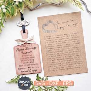 Adorno de boda con tarjeta de historia, diseño SVG, para coche, imán, mensaje de recuerdo inspirador, regalo de aniversario, listo para láser, descarga digital