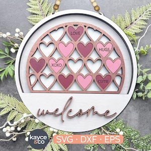 Inserto per San Valentino SOLO per cartello di benvenuto, appendino per porta intercambiabile, SVG, pronto per laser, cuori, amore, regalo per DOWNLOAD DIGITALE