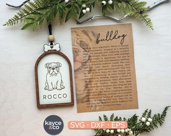 Story Karte Bulldogge Hund Ornament Auto Charm Inspirierendes Andenken Benutzerdefinierte herzliche Nachricht Kartengeschenk für Laserdatei DIGITAL DOWNLOAD