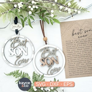 Verhaalkaart zoon ornament Svg auto charme, Suncatcher, inspirerende aandenken berichtenkaart, cadeau voor zoon Laser klaar digitale DOWNLOAD
