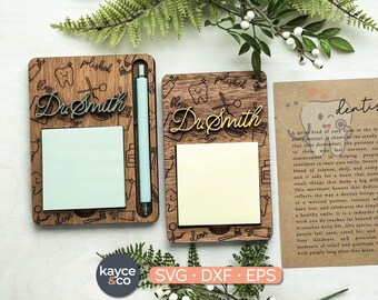 Porta-bloco de notas adesivas para cartões de histórias em formato SVG, presente para dentista, decoração de mesa de escritório, lista de tarefas, arquivo para corte a laser, download digital.