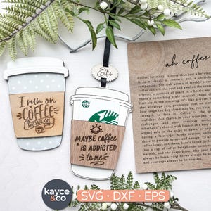 Story Card Ornamento per caffè SVG Ciondolo per auto Porta carte regalo Clip per visiera Messaggio ricordo sentito Regalo per gli amanti del caffè Laser DOWNLOAD DIGITALE