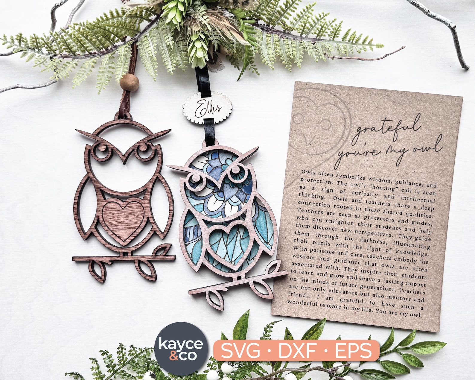 Teacher Owl Ornament Story Card Svg, Teacher Gift, Teacher Appreciation ...