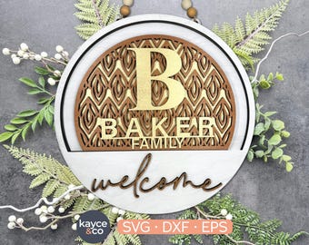 INSERÇÃO DE PADRÃO PARA PLACA DE BOAS-VINDAS, MONOGRAMA DE ABERTURA DE PORTAS INTERCÂMBIO, SOBRENOME DE FAMÍLIA, PLACA DE PORTAS PRONTA PARA LASER, PRESENTE PARA, DOWNLOAD DIGITAL