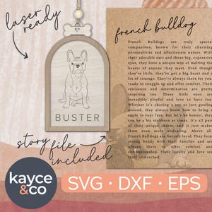 Cartão de história Ornamento de buldogue francês Svg Charme de carro Lembrança inspiradora Cartão de mensagem personalizado personalizado presente para arquivo a laser DOWNLOAD DIGITAL