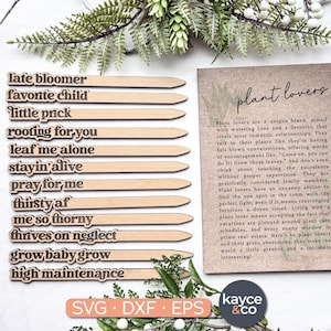 Tarjeta con historia para amantes de las plantas, SVG, divertida, marcador de flores, etiquetas de madera para interiores, mensaje de recuerdo, regalo para padres de plantas, DESCARGA DIGITAL láser