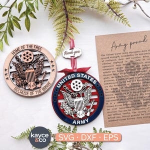 Verhaalkaart militair ornament SVG autobedel, magneet inspirerende aandenken cadeau voor militair, lasergesneden bestand, Cricut-project DIGITALE DOWNLOAD