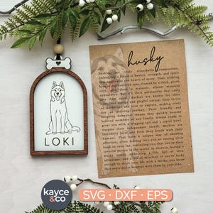 Story Karte Husky Hund Ornament SVG Auto Anhänger Inspirierendes Andenken Individuelle herzliche Nachricht Karte Geschenk für Laserdatei DIGITAL DOWNLOAD