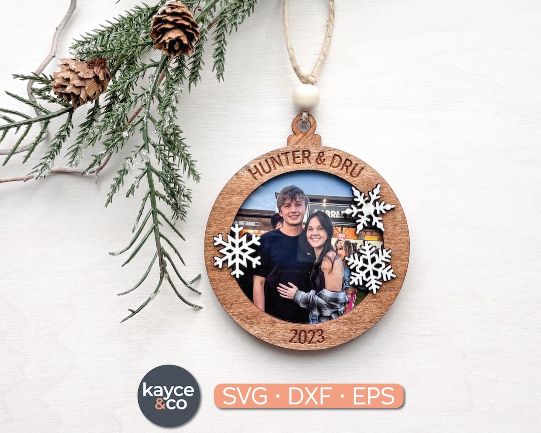 Snowflake Ornament SVG, Picture Frame Svg Laser Cut File, Personalized ...