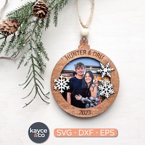 Snowflake Ornament SVG, Picture Frame Svg Laser Cut File, Personalized Gift for, DIGITAL DOWNLOAD