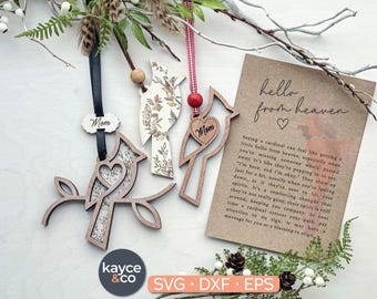 Story Card Cardinal Ornament svg, Car Charm Inspirational Keepsake, Gift for Loss of Loved one, In Memory of Laser + Cricut DIGITAL DOWNLOAD