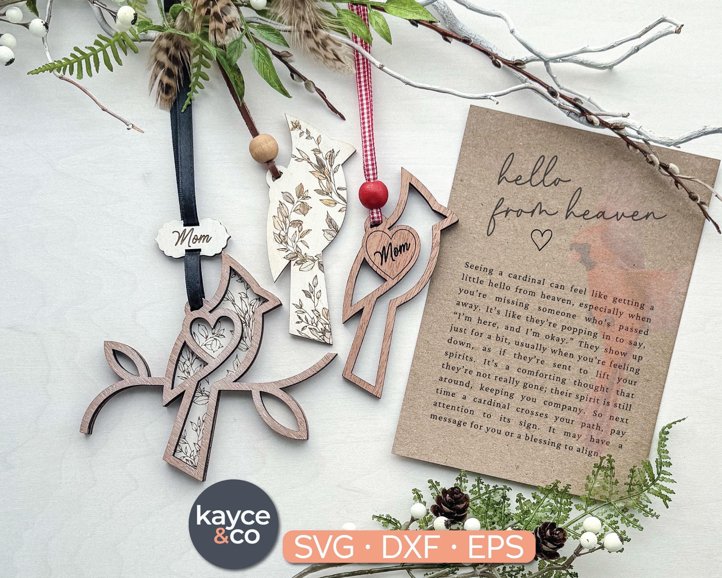 Story Card Cardinal Ornament svg, Car Charm Inspirational Keepsake, Gift for Loss of Loved one, In Memory of Laser + Cricut DIGITAL DOWNLOAD