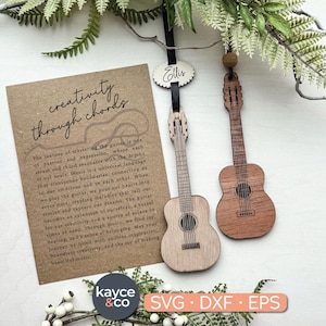 Verhaalkaart gitaar ornament SVG, auto charme, oprechte aandenken bericht cadeau voor muziekliefhebber, laser digitale DOWNLOAD