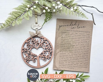 Adorno de tarjeta de historia para abuelos, diseño SVG, amuleto para coche, recuerdo inspirador, tarjeta de mensaje, regalo de agradecimiento, archivo cortado con láser, descarga digital