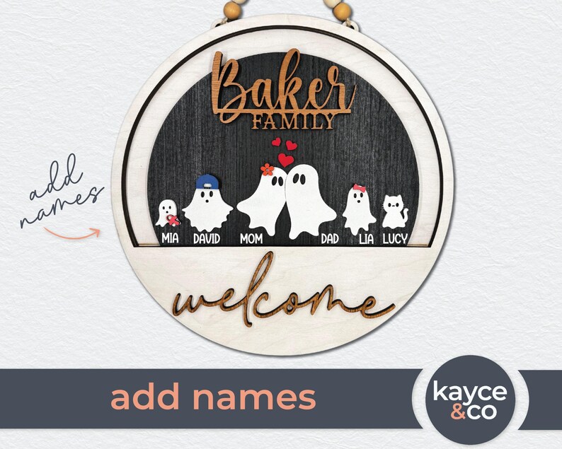 Welcome Ghost Ghost Family INSERT for Welcome Sign Interchangeable Door Hanger ...