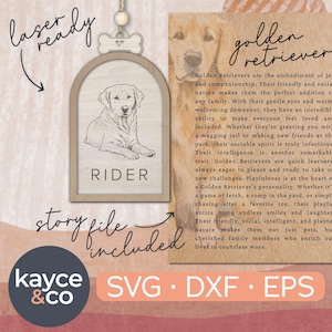 Carte histoire Golden Retriever chien ornement Svg voiture charme souvenir inspirant message personnalisé carte cadeau pour fichier laser TÉLÉCHARGEMENT NUMÉRIQUE