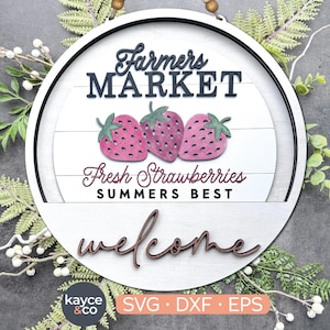 Strawberries Summer Insert ONLY for Welcome Sign Interchangeable Door Hanger Svg Add on Laser Ready Farmers Market Gift for DIGITAL DOWNLOAD