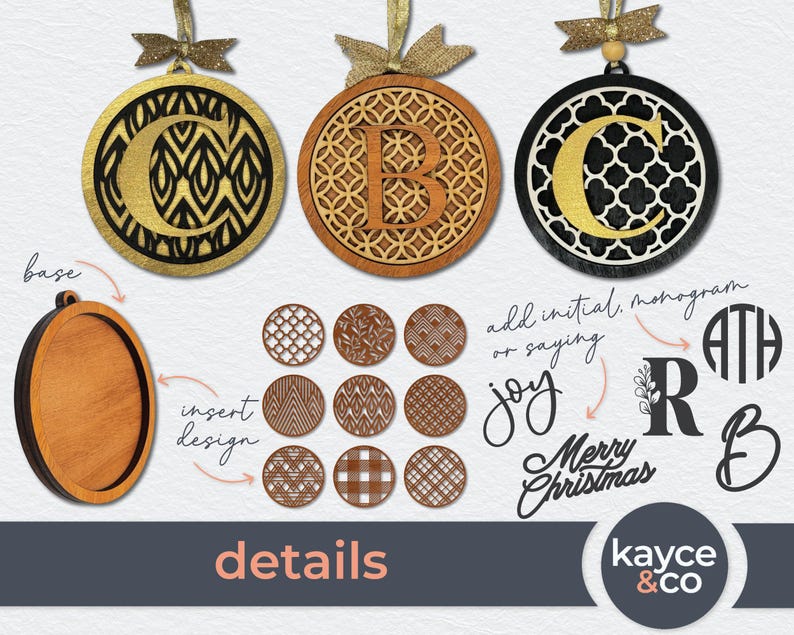 Ornament Bundle Svg Personalized, Custom Interchangeable Inserts ...