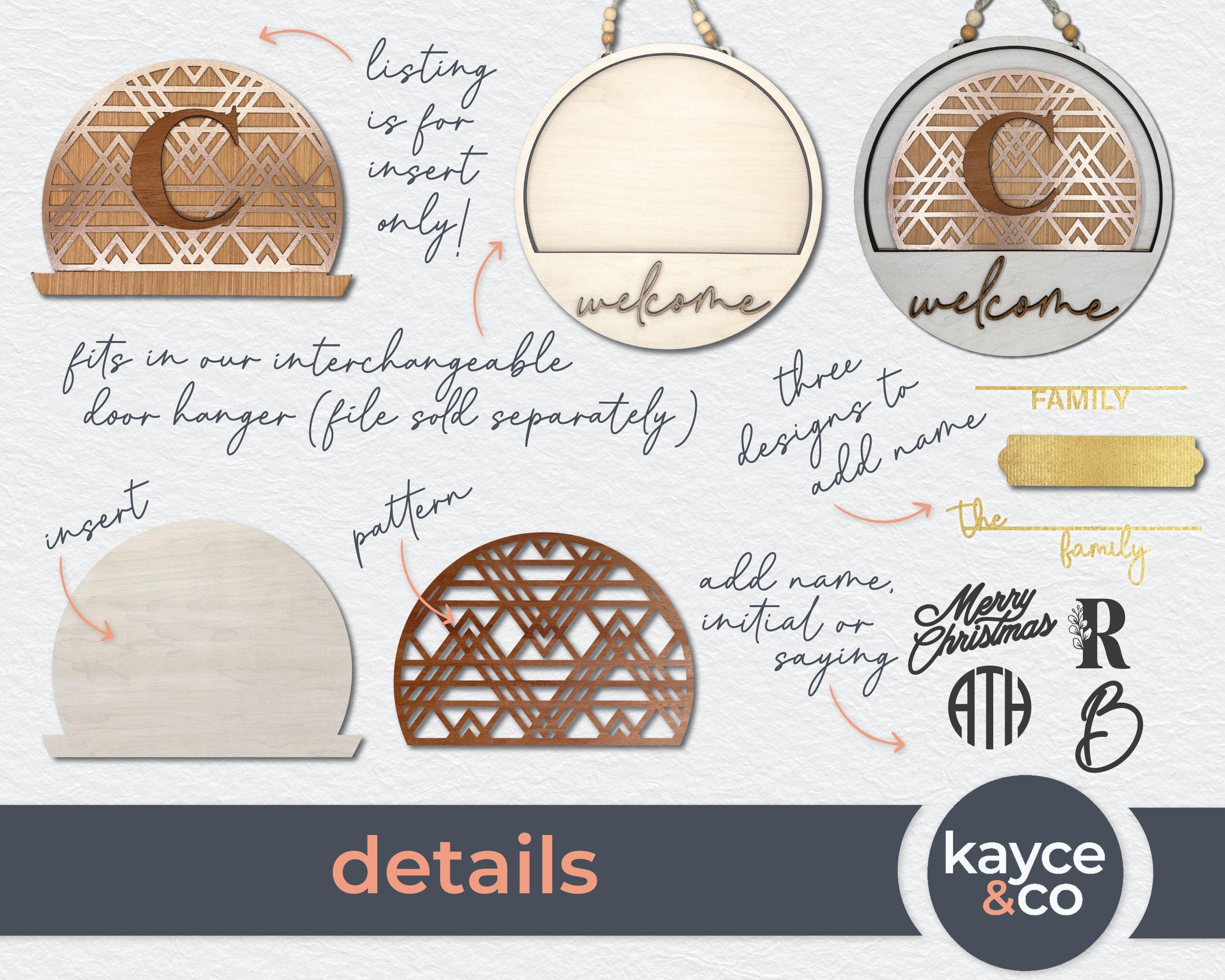 Pattern INSERT for Welcome Sign Interchangeable Door Hanger Monogram ...
