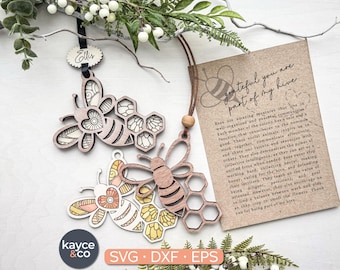 Story Karte Biene Ornament SVG Auto Charm Suncatcher Inspirational Andenken, Ermutigung Geschenk für, Cut File Laser Ready DIGITAL DOWNLOAD