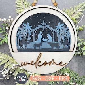 Natividad Navidad Svg INSERTAR para Letrero de Bienvenida Colgador de Puerta Intercambiable Letrero de Puerta de Temporada de Invierno Listo para Láser, Regalo para, DESCARGA DIGITAL