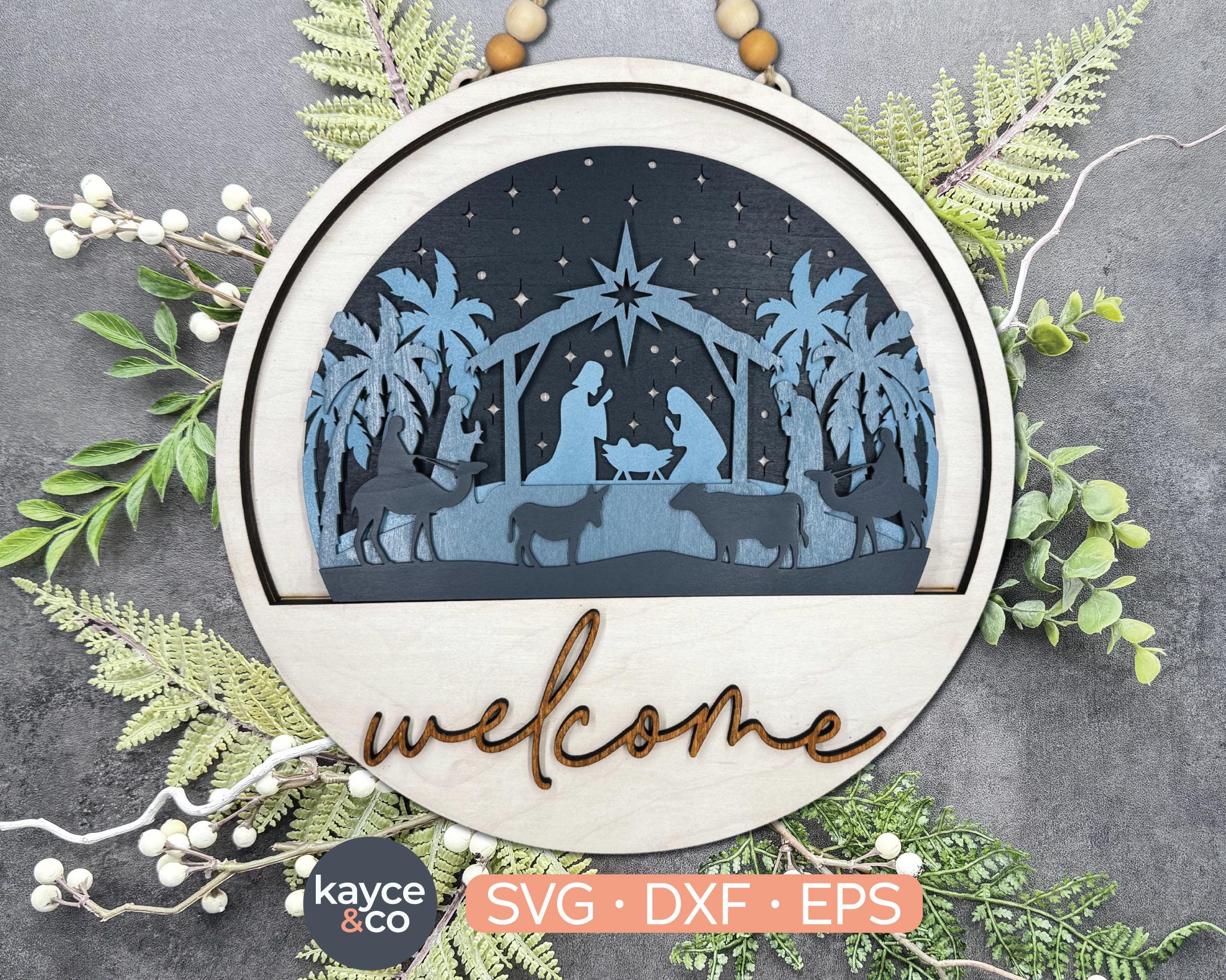 Nativity Christmas Svg INSERT for Welcome Sign Interchangeable Door Hanger Winter Seasonal Door Sign Laser Ready, Gift For, DIGITAL DOWNLOAD