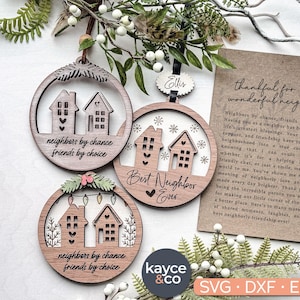 Story Card Nachbar Ornament SVG, Suncatcher, Autoanhänger, herzliches Andenken, Geschenk für den besten Nachbarn aller Zeiten, Laser DIGITAL DOWNLOAD