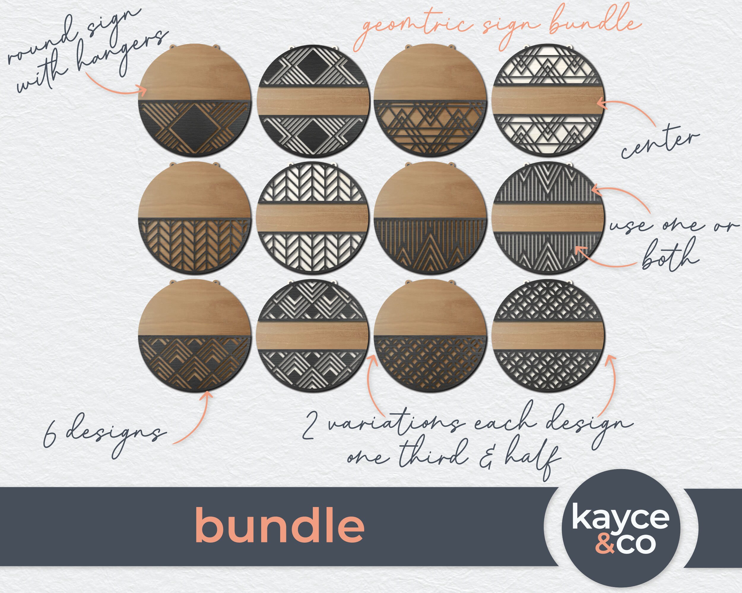 Geometric Patterned Round Welcome Sign Door Hanger Bundle Svg, Porch ...