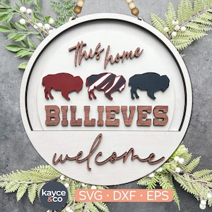 Buffalo Billieve SVG-Einsatz für Willkommensschild, austauschbarer Türschild, Wohnkultur, Fußballschild, Laserbereit, Geschenk für, DIGITALER DOWNLOAD