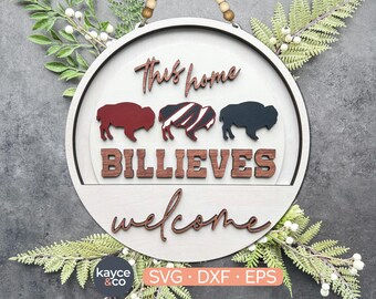 Buffalo Billieve SVG INSERÇÃO para Placa de Boas-Vindas, Suporte de Porta Intercambiável, Decoração para Casa, Placa de Futebol, Pronto para Laser, Presente para, DOWNLOAD DIGITAL