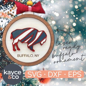 Büffel Ornament SVG, Rundholz, gelasert, Dekoration, Weihnachtsgeschenk für, Shiplap Design, geschichtet, Autoanhänger Wanddekoration DIGITAL DOWNLOAD