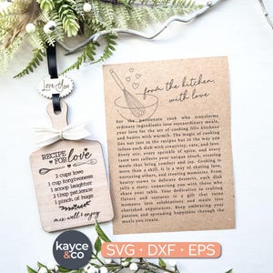 Carte histoire cuisine ornement Svg voiture charme étiquette-cadeau recette amour inspiration souvenir message carte cadeau pour cuisinier fichier laser TÉLÉCHARGEMENT NUMÉRIQUE