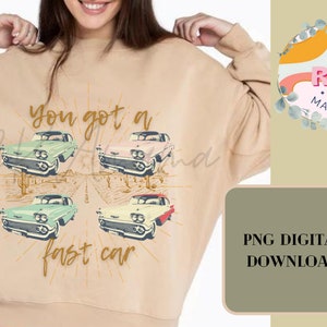 Luke Combs Graphic Tshirt Design, Fast Car PNG, Song Lyric Graphic, Country Music Tshirt Idea, Digital Download, PNG, Vintage Car, Western