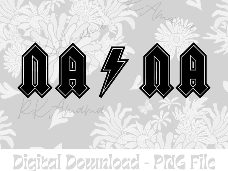 Nana Papa Rock N Roll Inspired PNG, AC/DC Font, Grandparent T-shirt ...