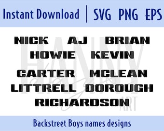 Backstreet Boys Millennium Names SVG, 90s Boyband Design (Digital Download) merch gift