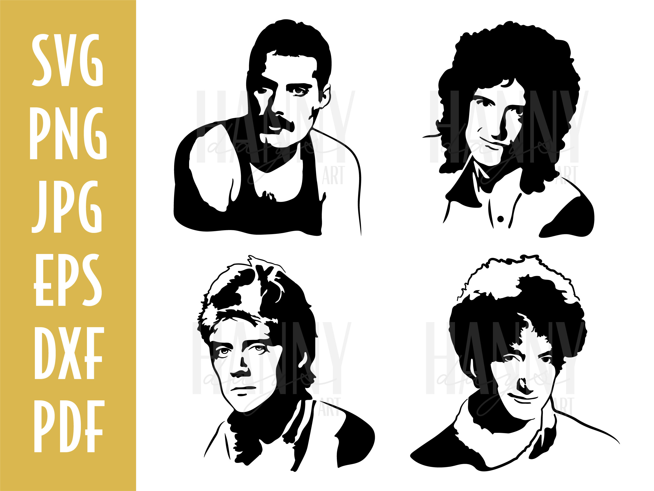 Queen SVG Bundle, Queen Band Members Clipart, Freddie Mercury Svg