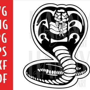 Puede incluir: Silueta en blanco y negro de una cobra con la capucha levantada. La cobra está mirando hacia la derecha. La imagen es un diseño gráfico simple.