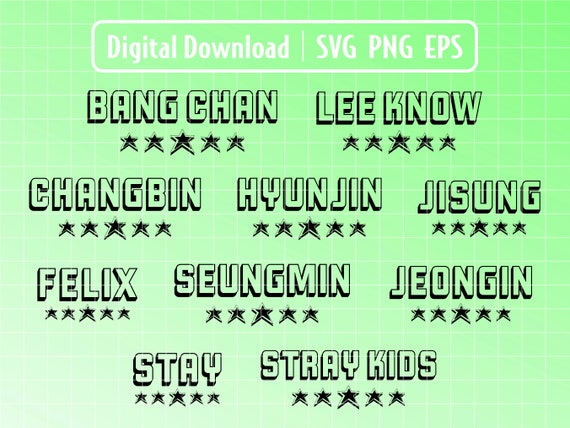 Stray Kids SVG Bundle, SKZ Names, Kpop Stickers (digital Download