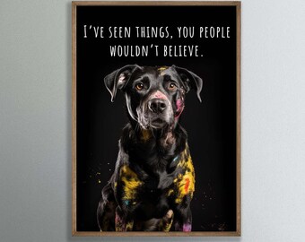 Black Labrador Dog Colorful Wall Art Paint Splatter Printable Dog Poster Funny Pet Portrait Labrador Art Print Realistic Dog Painting