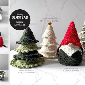 Stacking Trees and Gnome Crochet Bowl Set -  PDF Pattern - 2-in-1 Pattern