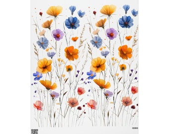 Coastal Wildflower Gift Wrap, Wildflower Wrapping Paper, Gift Birthday, Wedding, Mother's Day, Colorful Flower Wrapping Paper, Garden Lover