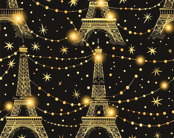 Eiffel Tower Christmas Wrapping Paper: Parisian Nights Gift Wrap