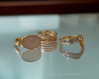 Adjustable Ring Set of Three, Statement Rings